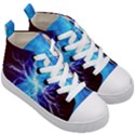 Blue Lightning thunder at night, graphic art 3 Kids  Mid-Top Canvas Sneakers View3