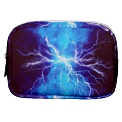 Blue Lightning Thunder At Night, Graphic Art 3 Make Up Pouch (small) by picsaspassion