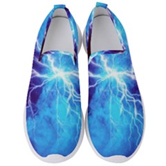 Blue Lightning Thunder At Night, Graphic Art 3 Men s Slip On Sneakers by picsaspassion