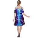 Blue Lightning thunder at night, graphic art 3 Cut Out Shoulders Chiffon Dress View2