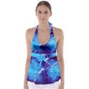 Blue thunder Lightning at night, graphic art Babydoll Tankini Top View1