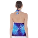 Blue thunder Lightning at night, graphic art Babydoll Tankini Top View2