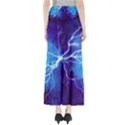 Blue thunder Lightning at night, graphic art Full Length Maxi Skirt View2