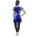 Blue thunder Lightning at night, graphic art Puff Sleeve Tunic Top View2