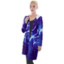 Blue thunder Lightning at night, graphic art Hooded Pocket Cardigan View1