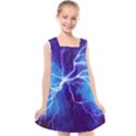 Blue thunder Lightning at night, graphic art Kids  Cross Back Dress View1