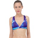 Blue thunder Lightning at night, graphic art Classic Banded Bikini Top View1