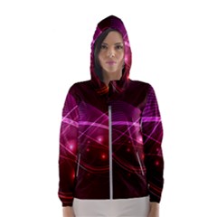 Colorful Arcs In Neon Light, Graphic Art Women s Hooded Windbreaker