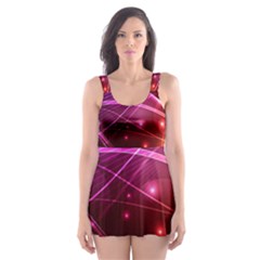 Colorful Arcs In Neon Light, Graphic Art Skater Dress Swimsuit by picsaspassion