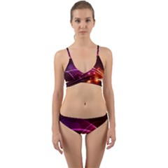 Colorful Arcs In Neon Light, Graphic Art Wrap Around Bikini Set by picsaspassion