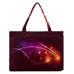 Colorful Arcs In Neon Light, Graphic Art Zipper Medium Tote Bag by picsaspassion