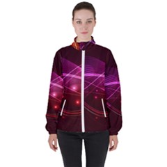 Colorful Arcs In Neon Light, Graphic Art Women s High Neck Windbreaker by picsaspassion