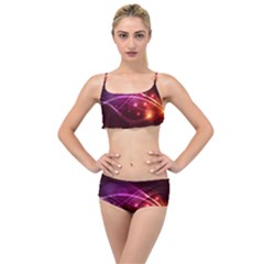 Colorful Arcs In Neon Light, Graphic Art Layered Top Bikini Set by picsaspassion