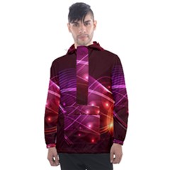 Colorful Arcs In Neon Light, Graphic Art Men s Front Pocket Pullover Windbreaker