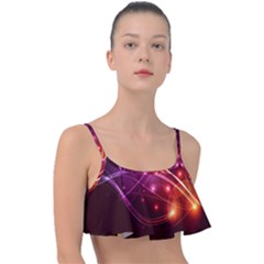 Colorful Arcs In Neon Light, Graphic Art Frill Bikini Top by picsaspassion