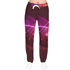 Colorful Arcs In Neon Light, Graphic Art Women Velvet Drawstring Pants