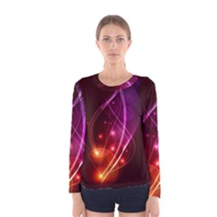  Colorful Arcs In Neon Light, Modern Graphic Art Women s Long Sleeve Tee