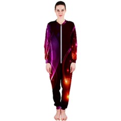  Colorful Arcs In Neon Light, Modern Graphic Art Onepiece Jumpsuit (ladies) 