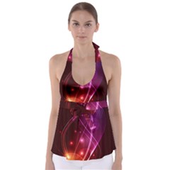  Colorful Arcs In Neon Light, Modern Graphic Art Babydoll Tankini Top by picsaspassion