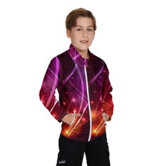  Colorful Arcs In Neon Light, Modern Graphic Art Kids  Windbreaker