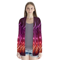  Colorful Arcs In Neon Light, Modern Graphic Art Drape Collar Cardigan by picsaspassion