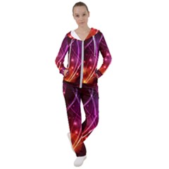  Colorful Arcs In Neon Light, Modern Graphic Art Women s Tracksuit by picsaspassion