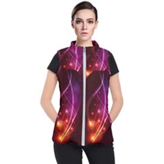  Colorful Arcs In Neon Light, Modern Graphic Art Women s Puffer Vest