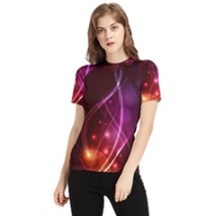  Colorful Arcs In Neon Light, Modern Graphic Art Women s Short Sleeve Rash Guard by picsaspassion