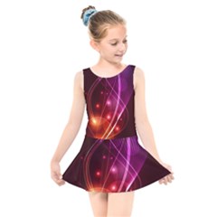  Colorful Arcs In Neon Light, Modern Graphic Art Kids  Skater Dress Swimsuit by picsaspassion