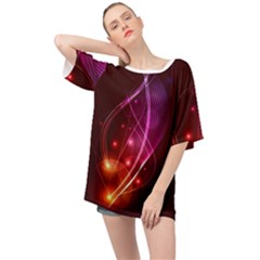  Colorful Arcs In Neon Light, Modern Graphic Art Oversized Chiffon Top by picsaspassion