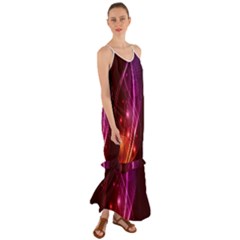  Colorful Arcs In Neon Light, Modern Graphic Art Cami Maxi Ruffle Chiffon Dress