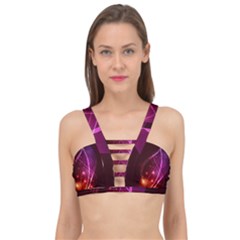  Colorful Arcs In Neon Light, Modern Graphic Art Cage Up Bikini Top by picsaspassion