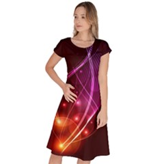  Colorful Arcs In Neon Light, Modern Graphic Art Classic Short Sleeve Dress by picsaspassion