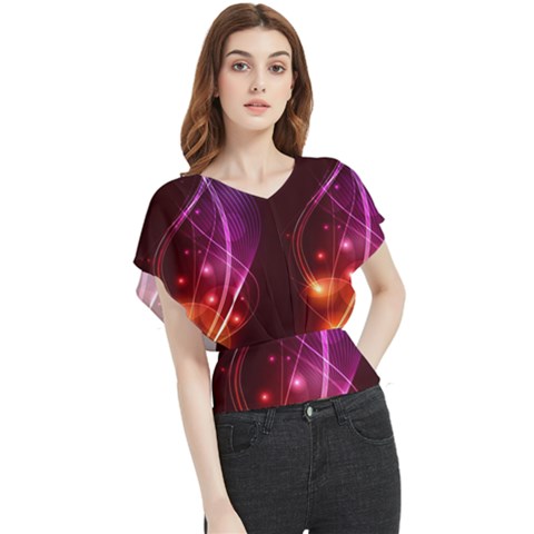  Colorful Arcs In Neon Light, Modern Graphic Art Butterfly Chiffon Blouse by picsaspassion