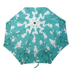 Blue Autumn Maple Leaves Collage, Graphic Design Folding Umbrellas by picsaspassion