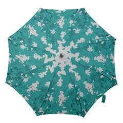 Blue Autumn Maple Leaves Collage, Graphic Design Hook Handle Umbrellas (large) by picsaspassion