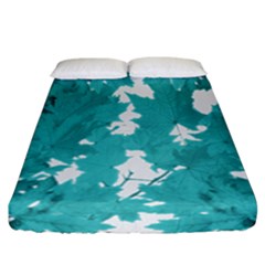 Blue Autumn Maple Leaves Collage, Graphic Design Fitted Sheet (california King Size) by picsaspassion