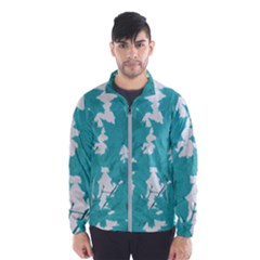 Blue Autumn Maple Leaves Collage, Graphic Design Men s Windbreaker