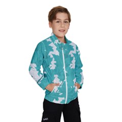 Blue Autumn Maple Leaves Collage, Graphic Design Kids  Windbreaker