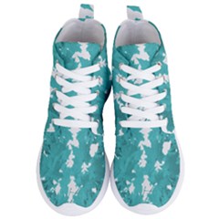 Blue Autumn Maple Leaves Collage, Graphic Design Women s Lightweight High Top Sneakers by picsaspassion