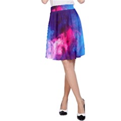 Colorful Pink And Blue Disco Smoke - Mist, Digital Art A-line Skirt by picsaspassion