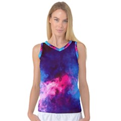 Colorful Pink And Blue Disco Smoke - Mist, Digital Art Women s Basketball Tank Top by picsaspassion