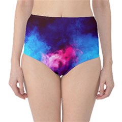 Colorful Pink And Blue Disco Smoke - Mist, Digital Art Classic High-waist Bikini Bottoms by picsaspassion