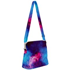 Colorful Pink And Blue Disco Smoke - Mist, Digital Art Zipper Messenger Bag by picsaspassion