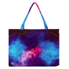 Colorful Pink And Blue Disco Smoke - Mist, Digital Art Zipper Medium Tote Bag by picsaspassion