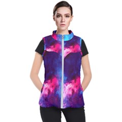 Colorful Pink And Blue Disco Smoke - Mist, Digital Art Women s Puffer Vest