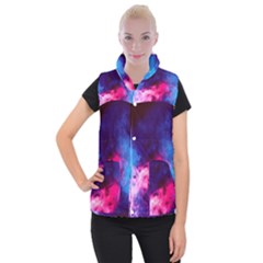 Colorful Pink And Blue Disco Smoke - Mist, Digital Art Women s Button Up Vest