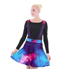 Colorful Pink And Blue Disco Smoke - Mist, Digital Art Suspender Skater Skirt by picsaspassion