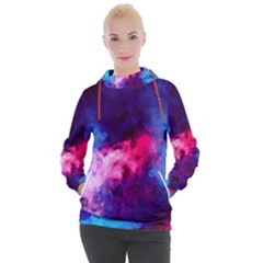 Colorful Pink And Blue Disco Smoke - Mist, Digital Art Women s Hooded Pullover