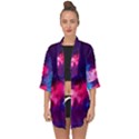 Colorful Pink and Blue Disco smoke - mist, digital art Open Front Chiffon Kimono View1